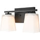 None 2 Light 12.5 inch Matte Black Bathroom Vanity Light Wall Light